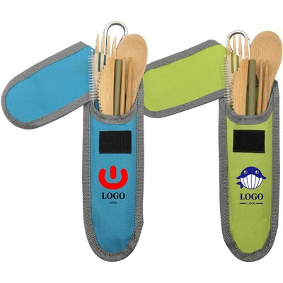 Travel Bamboo Cutlery Set Organic Utensils With Case