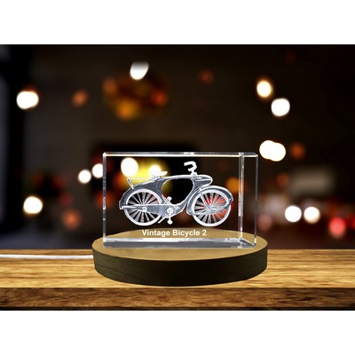 Vintage Bicycle 3D Crystal Trophy Award - Retro Bike Decor
