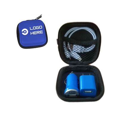 Mini Car Phone Charger Head 3-In-1 Business Travel Set