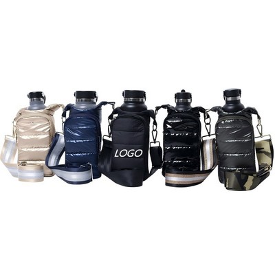 Quilted Puffer Crossbody Tumbler Carrier with Phone Pocket