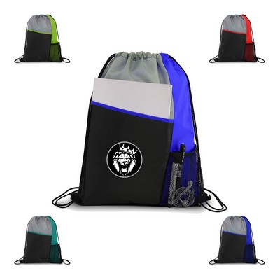 Drawstring Sports Backpack with Slant Pocket