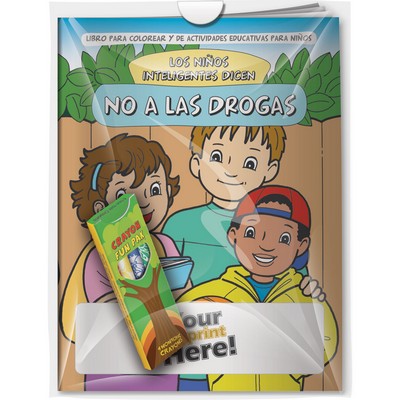 Combo Pack - "Smart Kids Say NO to Drugs! (Spanish)" Coloring Book & 4-Pack of Crayon in a Poly Bag