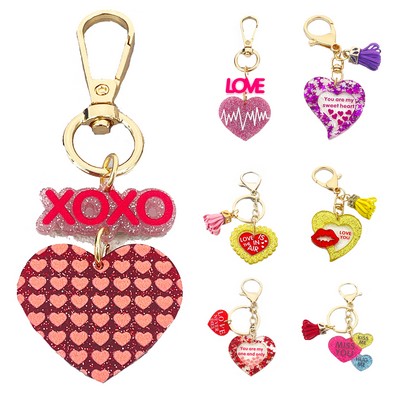Acrylic Heart Shape Keychain Pendant
