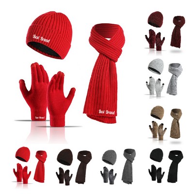 Arctic Fleece Hat Gloves Scarf Set