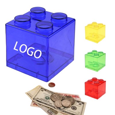 Transparent Plastic Building Block Coin Bank