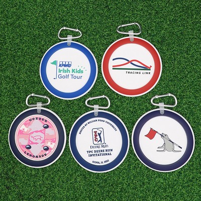 Custom Round Shape Golf Bag Tags Luggage Tags with Carabiner Hook