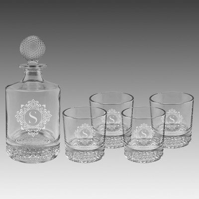 850ml Golf Glass Decanter Set w/4 9 oz. Rocks Glasses