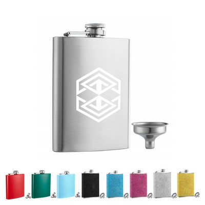 8 Oz Solid Stainless Steel Leak-Proof Hip Flask for Liquor with Funnel Flask Set for Men and Women