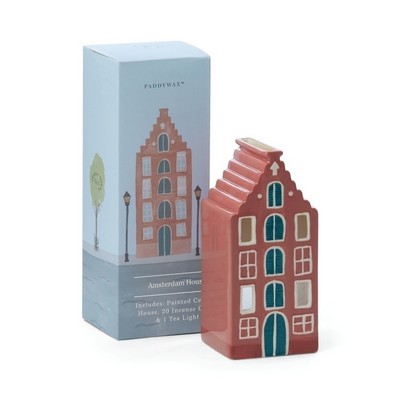 Ceramic Incense & Tea Light Holder Amsterdam House, Red - Palo Santo