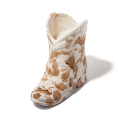 Nashville Cowboy Boot Candle With Brown Splatter Finish - Desert Peach