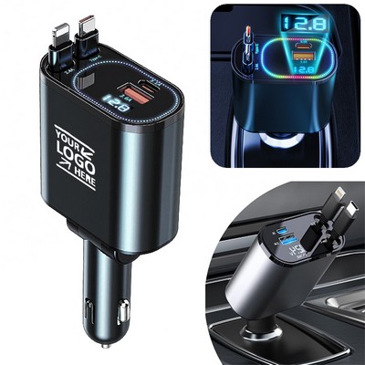 4" 1 Telescopic Car Fast Charger Phone Adapter