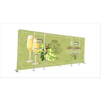 20' w x 7.4' h Straight Display w/Double Shelves & TV Brackets - 2 Side Imprint