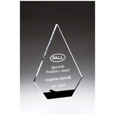 7" Diamond Series Clear Acrylic with Black Accent and Silver Post