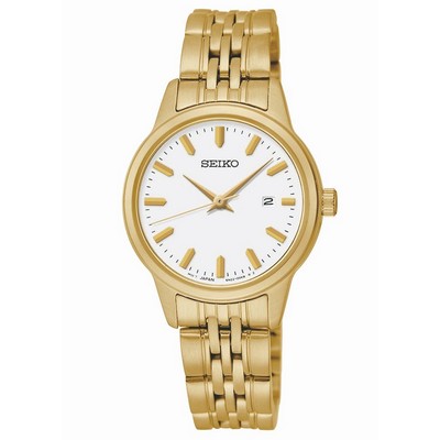 Seiko Watch Ladies Prime Analog Gold Case White Dial