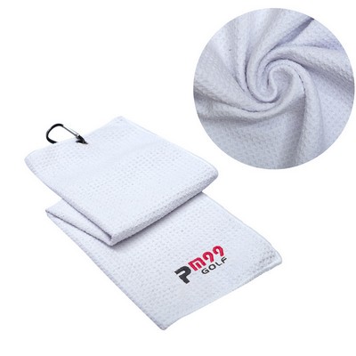 Microfiber Waffle Golf Towel with Carabiner