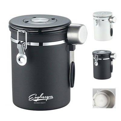 Stainless Steel Coffee Bean Canister with Date Indicator and Scoop