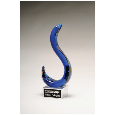 Modern Swan Glass Award 11"H