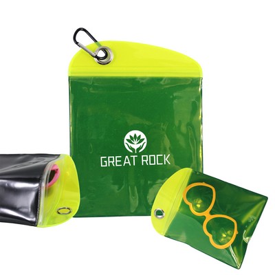 PVC Fluorescent Beach Waterproof Ziplock Bag W/ Carabiner