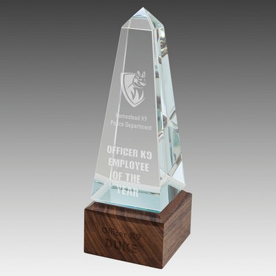 Obelisk Sierra Glass with Walnut Base