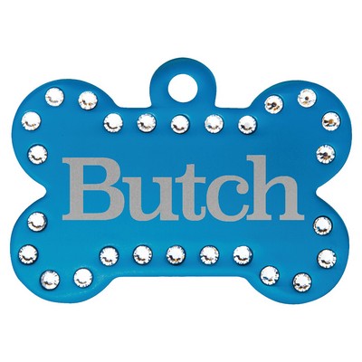 Anodized Aluminum Swarovski Bling Bone Pet Tag