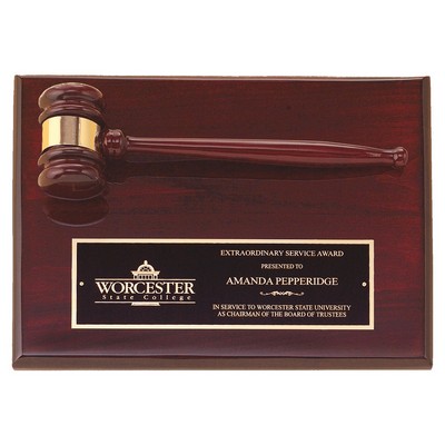 Rosewood Piano Finish Gavel Plaque with Brass Plate