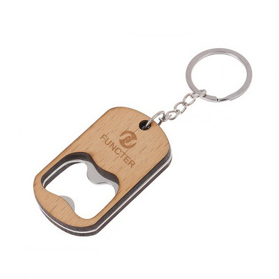Wooden Keychain Bottle Opener Custom Logo Engraving Available