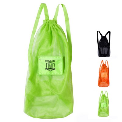 Eco-Friendly Drawstring Mesh Carryall, Minimum Order 50 Units