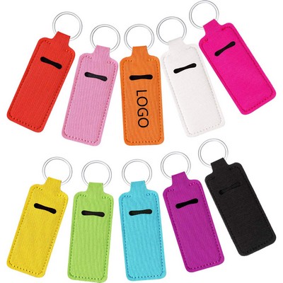 Portable Neoprene Lipstick Lip Balm Holder Keychain