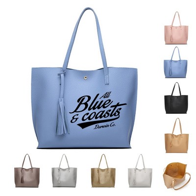 Vegan Leather Tote Shoulder Bag