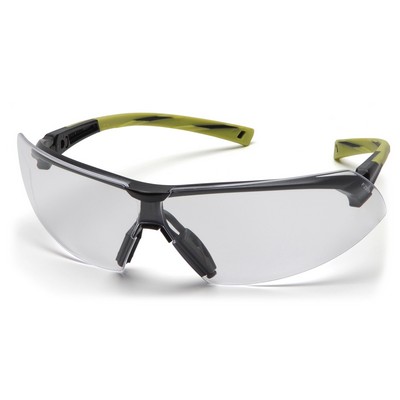 Onix Safety Glasses, Black/Hi Vis Green Frame with Clear H2X Anti-Fog Lens