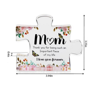 Custom Acrylic Transparent Irregular Puzzle Father's Day Mother's Day Commemorative Ornaments