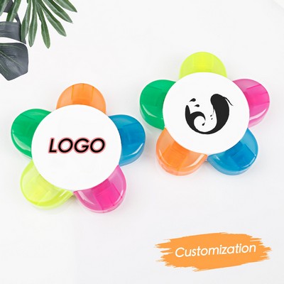 Vibrant 5-Color Petal-Shaped Highlighters for Colorful Notes
