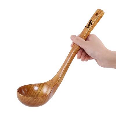 Large Wooden Ladle with Long Handle – Eco-Friendly, Heat-Resistant Kitchen Tool for Hot Pot, Congee