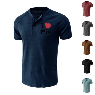 Mens Waffle Henley T Shirt