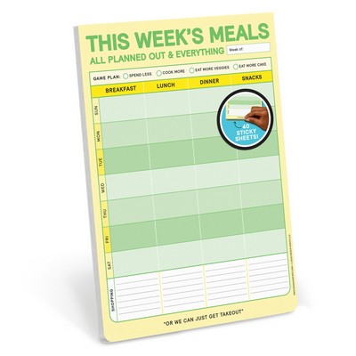This Week's Meals Big & Sticky Notepad - Sticky Meal Planner Pad (40 Sheets