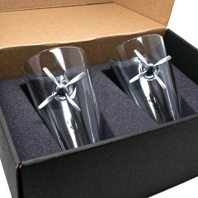 Propeller Embedded Pint Glass Gift Set