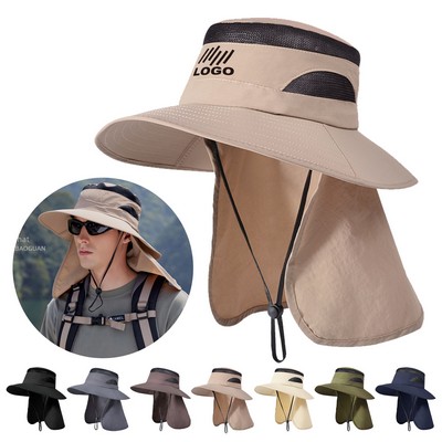 Wide Brim Sun Hat With Neck Flap