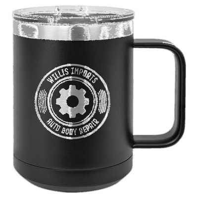 Polar Camel 15 oz. Black Vacuum Insulated Mug with Slider Lid