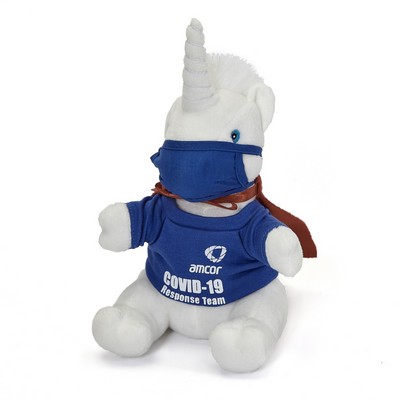 Social Distance Stuffed Animal Unicorn with Mask/Cape Hero