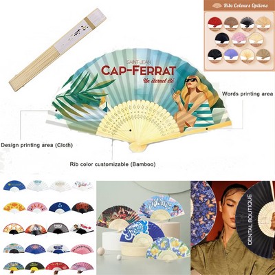 Fancy Bamboo Hand Fan - Full Color