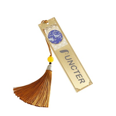 Hollowed Out Metal Bookmark With Tassel And Pattern