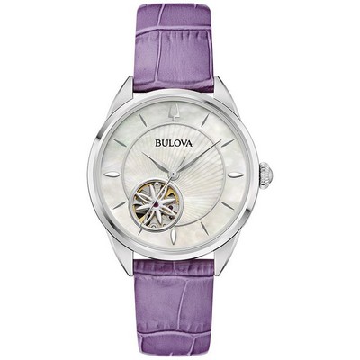 Bulova Ladies' Sutton Leather Strap Watch White MOP Dial