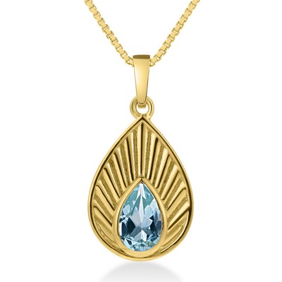 Jilco Blue Topaz Aura Gold Necklace
