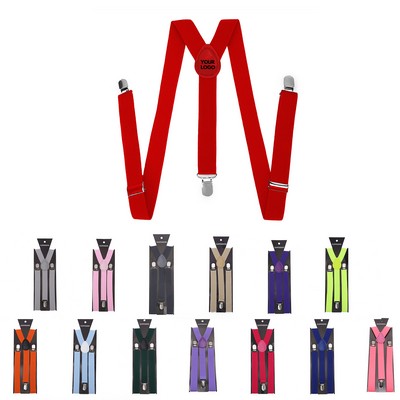 Unisex Suspenders Clip-on Buckle Straps Adjustable Elastic Plain Braces Y-Back Braces