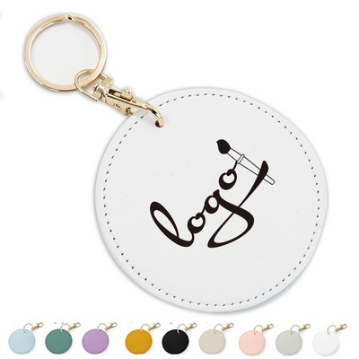 PU Leather Round Keychain