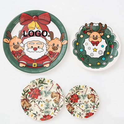 Santa Elk Themed Disposable Party Paper Plates