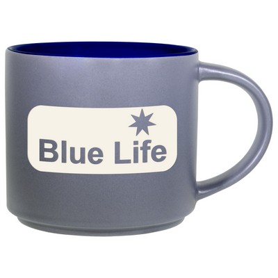 16 oz. Gray Norwich Stacking Two-Tone/Dark Blue interior mug