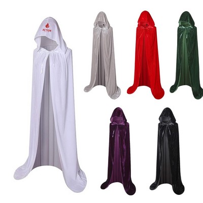 Halloween Party Long Hooded Cloak Velvet Cape