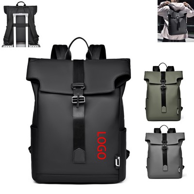 Magnetic Closure PU Leather Backpack