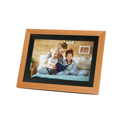 Bell+Howell 10.1" Smart Digital Photo Frame - Black/Orange Cedar Wood